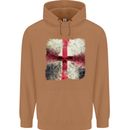 Dissolving England Flag St. George's Skull Mens 80% Cotton Hoodie Caramel Latte