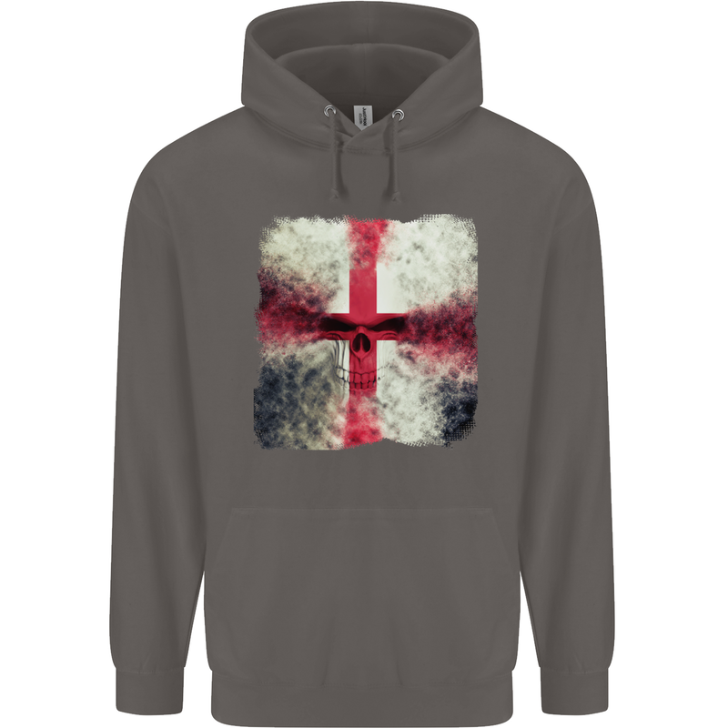 Dissolving England Flag St. George's Skull Mens 80% Cotton Hoodie Charcoal