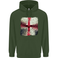 Dissolving England Flag St. George's Skull Mens 80% Cotton Hoodie Forest Green