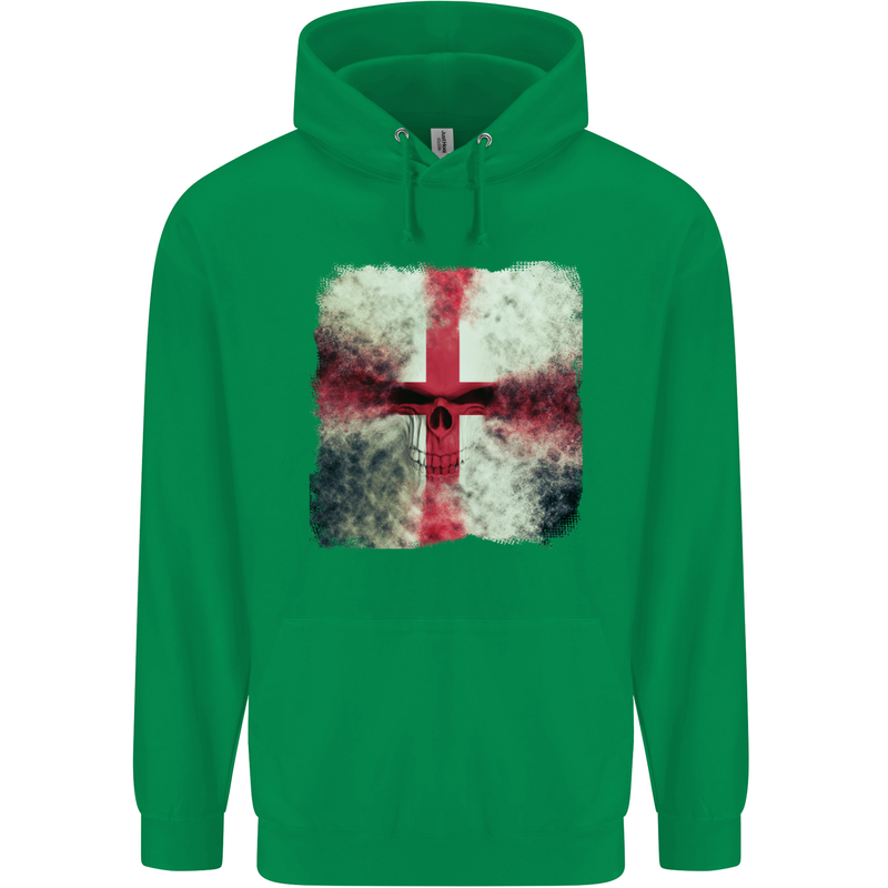 Dissolving England Flag St. George's Skull Mens 80% Cotton Hoodie Irish Green