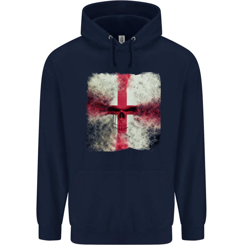 Dissolving England Flag St. George's Skull Mens 80% Cotton Hoodie Navy Blue