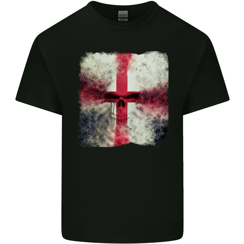 Dissolving England Flag St. George's Skull Mens Cotton T-Shirt Tee Top Black