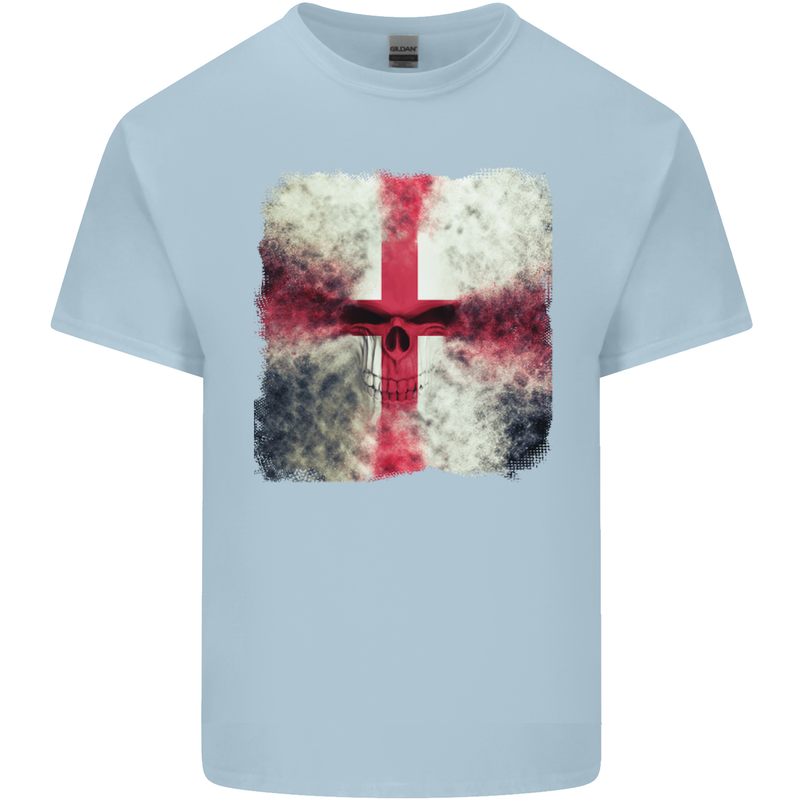 Dissolving England Flag St. George's Skull Mens Cotton T-Shirt Tee Top Light Blue