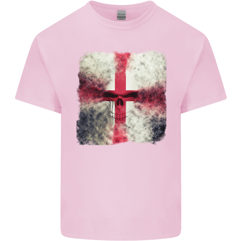 Dissolving England Flag St. George's Skull Mens Cotton T-Shirt Tee Top Light Pink