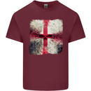 Dissolving England Flag St. George's Skull Mens Cotton T-Shirt Tee Top Maroon