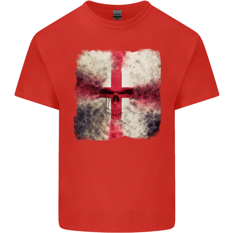 Dissolving England Flag St. George's Skull Mens Cotton T-Shirt Tee Top Red