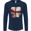 Dissolving England Flag St. George's Skull Mens Long Sleeve T-Shirt Navy Blue