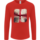 Dissolving England Flag St. George's Skull Mens Long Sleeve T-Shirt Red