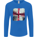Dissolving England Flag St. George's Skull Mens Long Sleeve T-Shirt Royal Blue