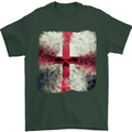 Dissolving England Flag St. George's Skull Mens T-Shirt Cotton Gildan Forest Green