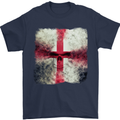 Dissolving England Flag St. George's Skull Mens T-Shirt Cotton Gildan Navy Blue