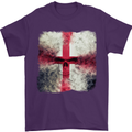 Dissolving England Flag St. George's Skull Mens T-Shirt Cotton Gildan Purple