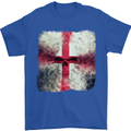 Dissolving England Flag St. George's Skull Mens T-Shirt Cotton Gildan Royal Blue