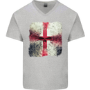 Dissolving England Flag St. George's Skull Mens V-Neck Cotton T-Shirt Sports Grey