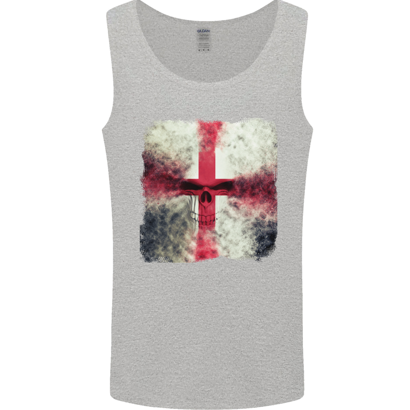 Dissolving England Flag St. George's Skull Mens Vest Tank Top Sports Grey