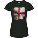 Dissolving England Flag St. George's Skull Womens Petite Cut T-Shirt Black