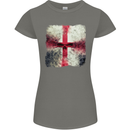 Dissolving England Flag St. George's Skull Womens Petite Cut T-Shirt Charcoal
