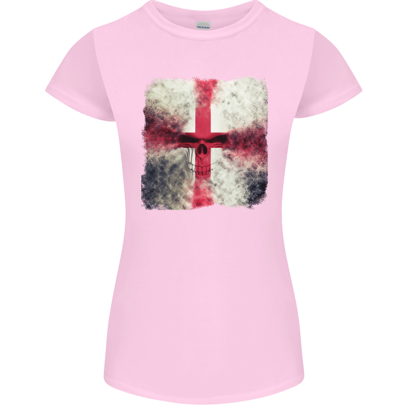 Dissolving England Flag St. George's Skull Womens Petite Cut T-Shirt Light Pink