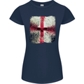 Dissolving England Flag St. George's Skull Womens Petite Cut T-Shirt Navy Blue
