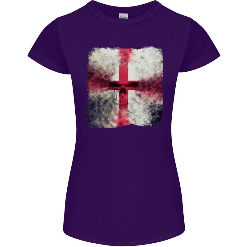 Dissolving England Flag St. George's Skull Womens Petite Cut T-Shirt Purple