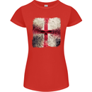 Dissolving England Flag St. George's Skull Womens Petite Cut T-Shirt Red