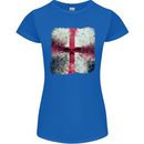Dissolving England Flag St. George's Skull Womens Petite Cut T-Shirt Royal Blue