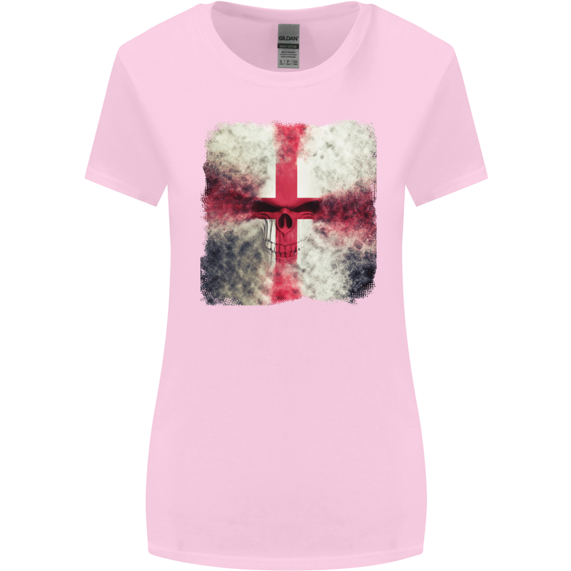 Dissolving England Flag St. George's Skull Womens Wider Cut T-Shirt Light Pink