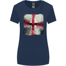 Dissolving England Flag St. George's Skull Womens Wider Cut T-Shirt Navy Blue