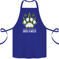 Distracted by Dogs and Weed Funny Drugs Cotton Apron 100% Organic Royal Blue