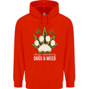 Distracted by Dogs and Weed Funny Drugs Mens 80% Cotton Hoodie Bright Red