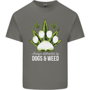 Distracted by Dogs and Weed Funny Drugs Mens Cotton T-Shirt Tee Top Charcoal