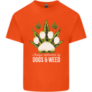 Distracted by Dogs and Weed Funny Drugs Mens Cotton T-Shirt Tee Top Orange