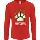 Distracted by Dogs and Weed Funny Drugs Mens Long Sleeve T-Shirt Red