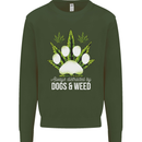 Distracted by Dogs and Weed Funny Drugs Mens Sweatshirt Jumper Forest Green