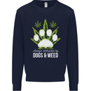 Distracted by Dogs and Weed Funny Drugs Mens Sweatshirt Jumper Navy Blue