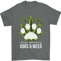 Distracted by Dogs and Weed Funny Drugs Mens T-Shirt Cotton Gildan Charcoal