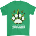 Distracted by Dogs and Weed Funny Drugs Mens T-Shirt Cotton Gildan Irish Green