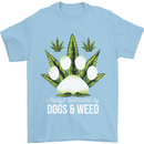 Distracted by Dogs and Weed Funny Drugs Mens T-Shirt Cotton Gildan Light Blue