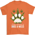 Distracted by Dogs and Weed Funny Drugs Mens T-Shirt Cotton Gildan Orange