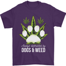 Distracted by Dogs and Weed Funny Drugs Mens T-Shirt Cotton Gildan Purple