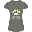 Distracted by Dogs and Weed Funny Drugs Womens Petite Cut T-Shirt Charcoal
