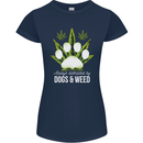 Distracted by Dogs and Weed Funny Drugs Womens Petite Cut T-Shirt Navy Blue