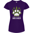 Distracted by Dogs and Weed Funny Drugs Womens Petite Cut T-Shirt Purple