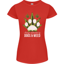 Distracted by Dogs and Weed Funny Drugs Womens Petite Cut T-Shirt Red