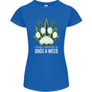 Distracted by Dogs and Weed Funny Drugs Womens Petite Cut T-Shirt Royal Blue