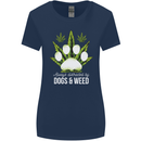 Distracted by Dogs and Weed Funny Drugs Womens Wider Cut T-Shirt Navy Blue