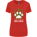 Distracted by Dogs and Weed Funny Drugs Womens Wider Cut T-Shirt Red