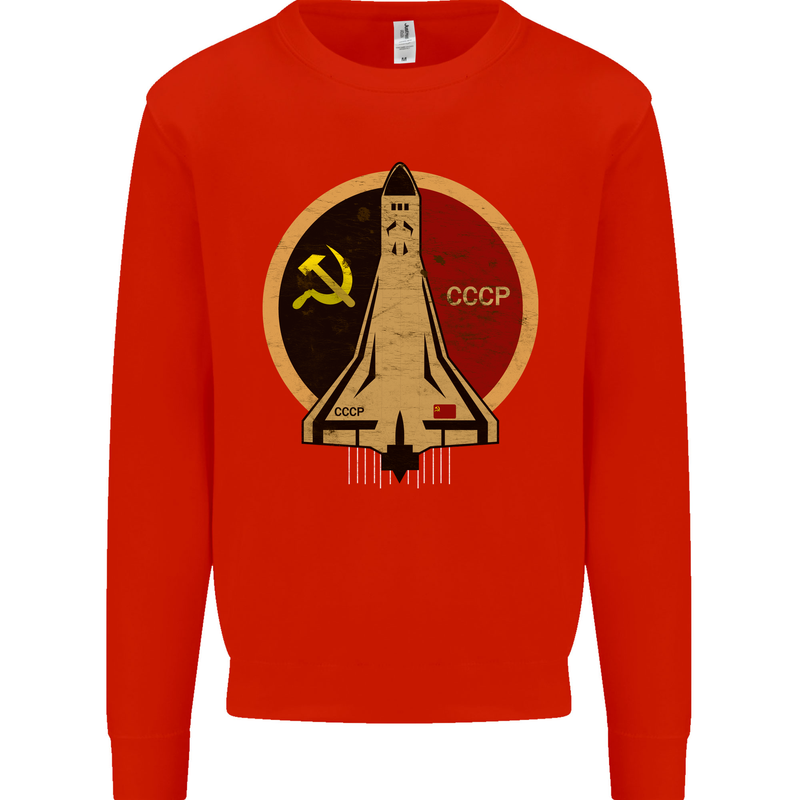 Distressed CCCP Shuttle Kids Sweatshirt Jumper Bright Red