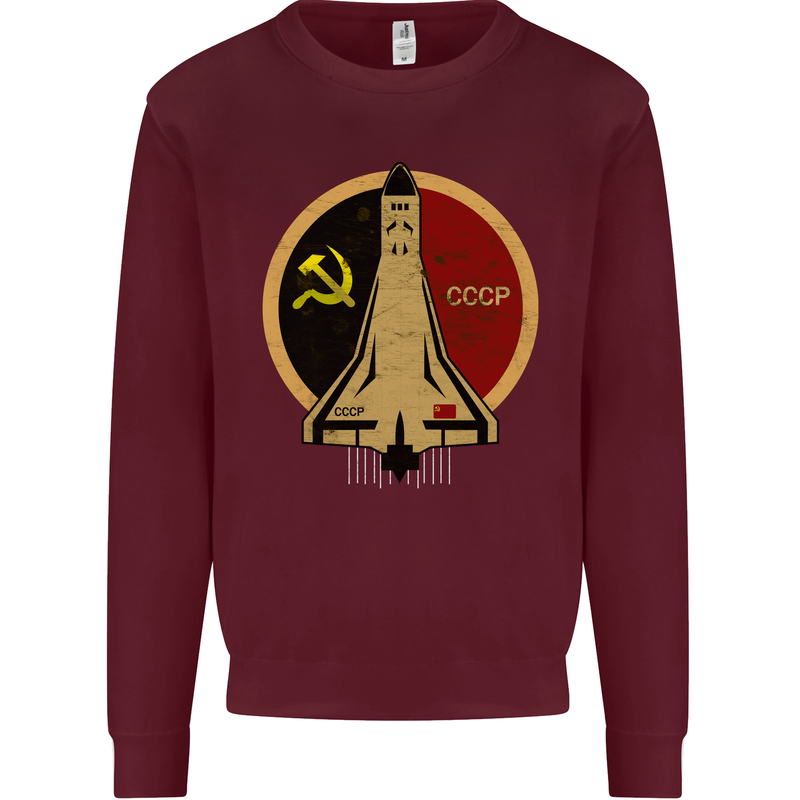Distressed CCCP Shuttle Kids Sweatshirt Jumper Maroon