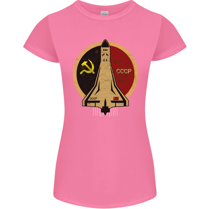 Distressed CCCP Shuttle Womens Petite Cut T-Shirt Azalea